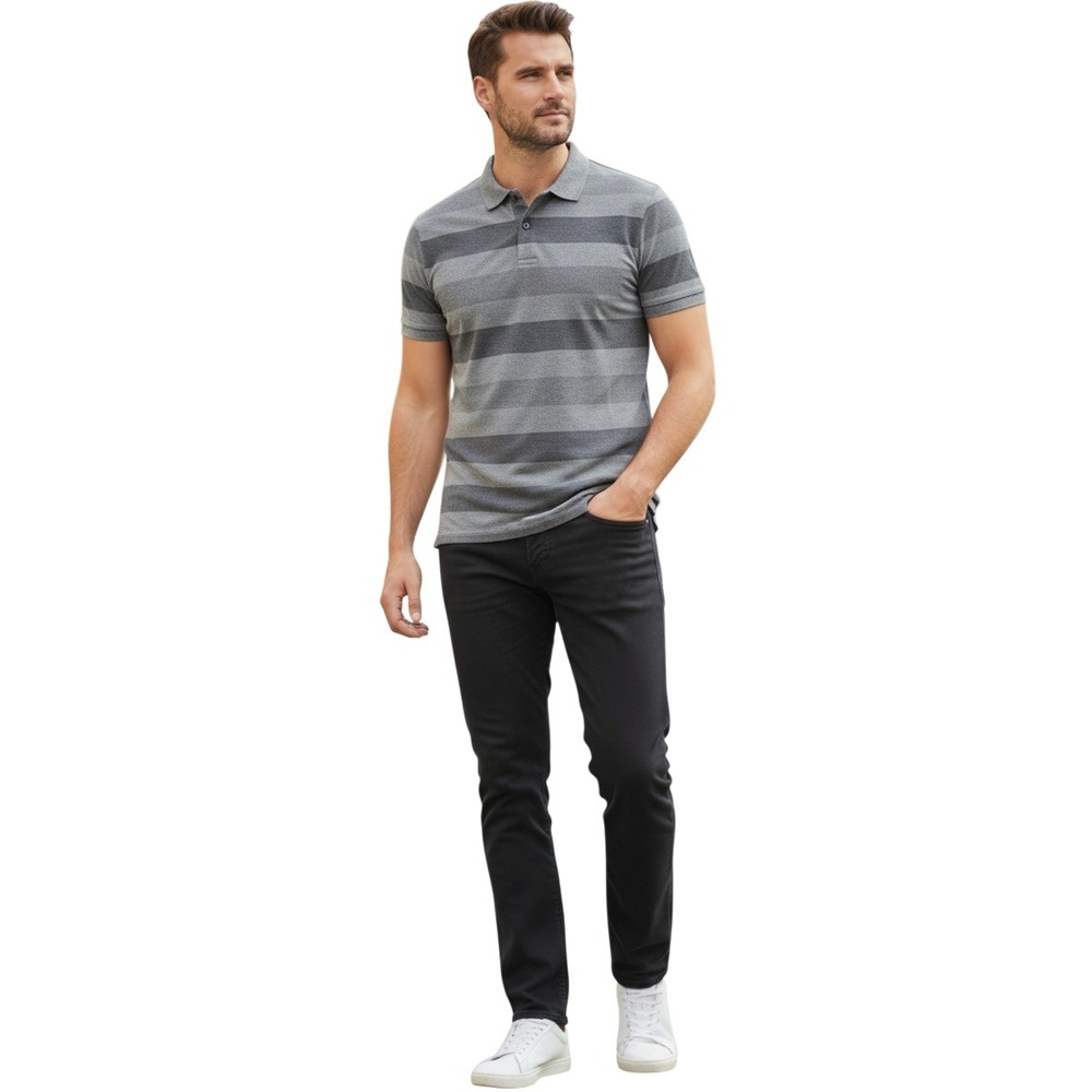 AG Adriano‎ Goldschmied Green Label NEW Grey Striped Button Down Polo Mens M